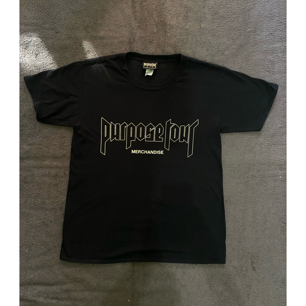 Justin Bieber Purpose Tour Merch 2016 Black Merchandise Shirt T