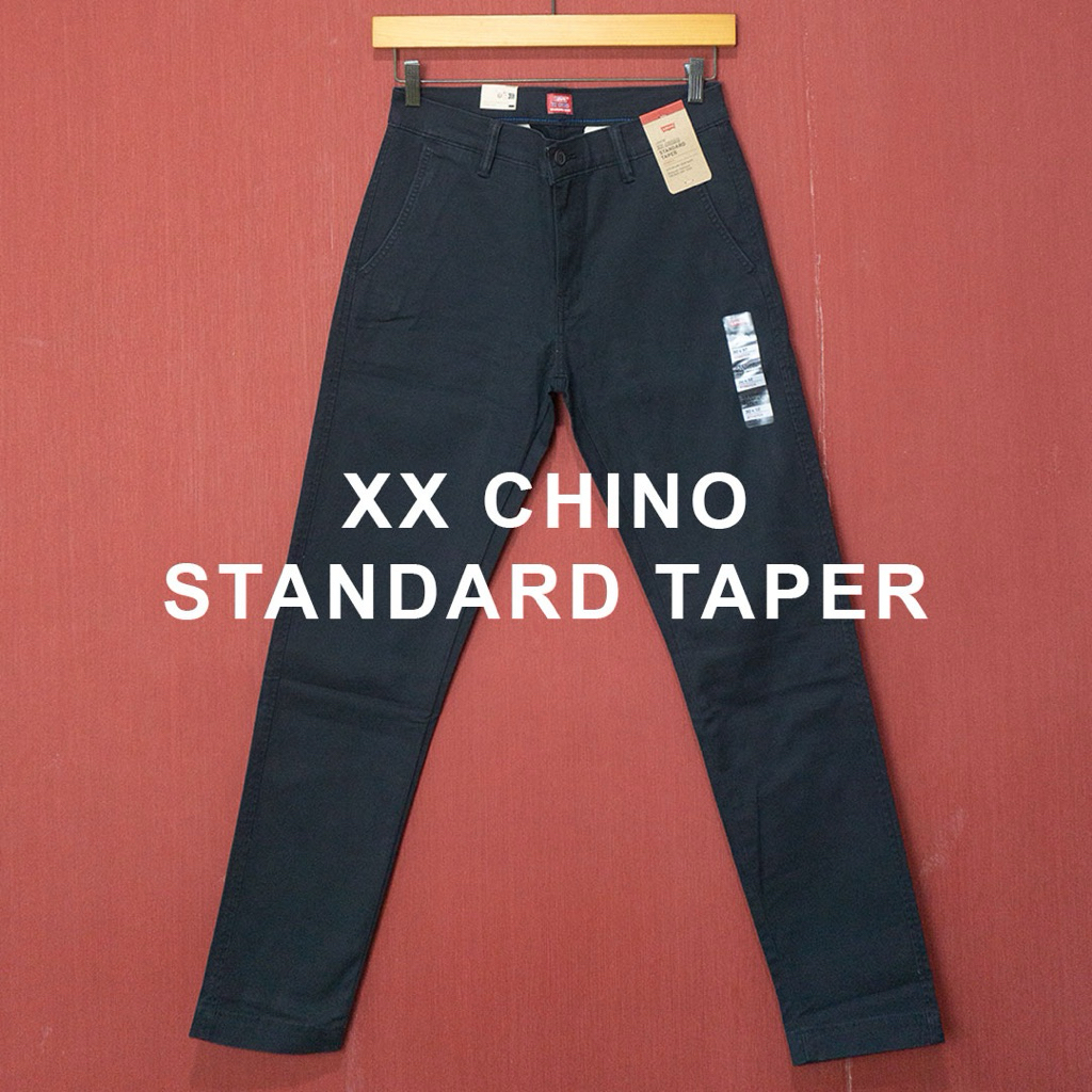 celana chino LVS CHINO XX warna hitam standard taper (slim) pria