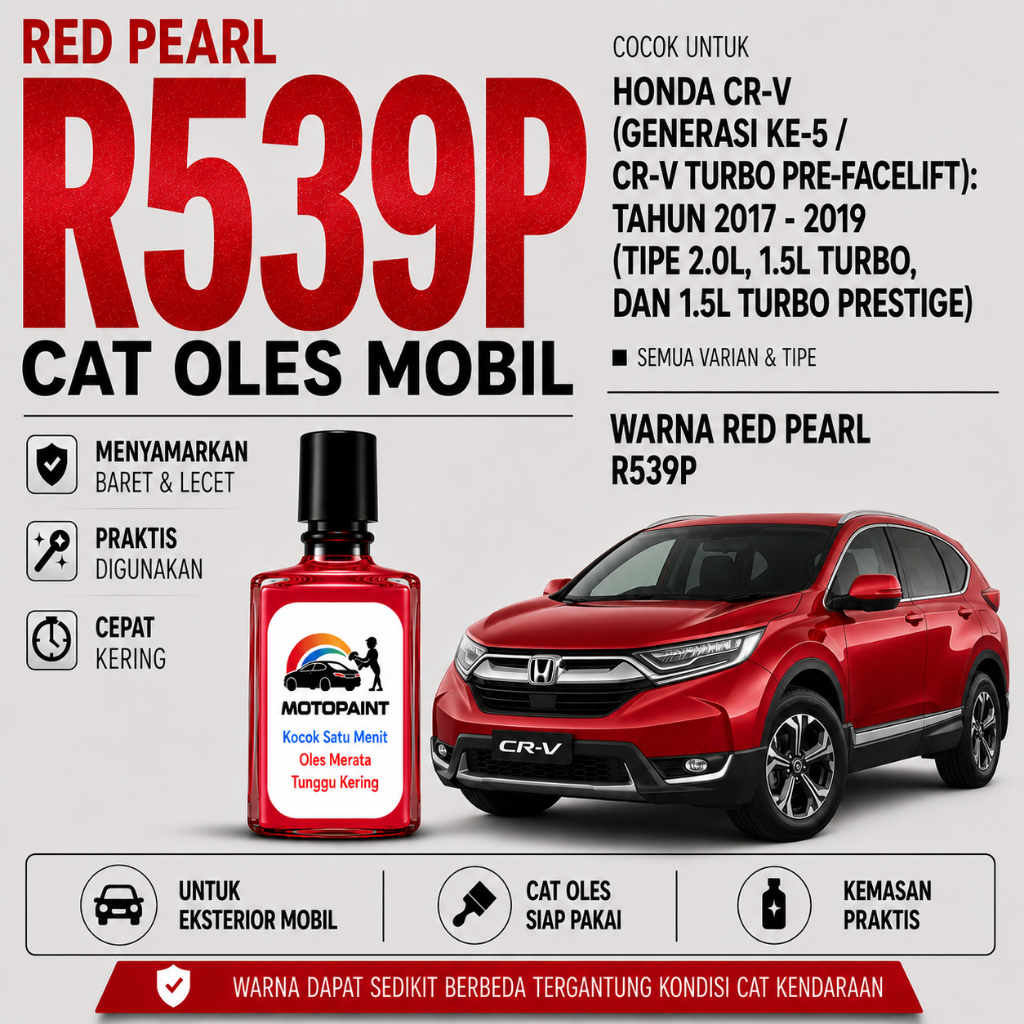 Motopaint Passion Red Pearl R539P Cat Oles Penghilang Baret Mobil CRV  Warna Merah Mutiara
