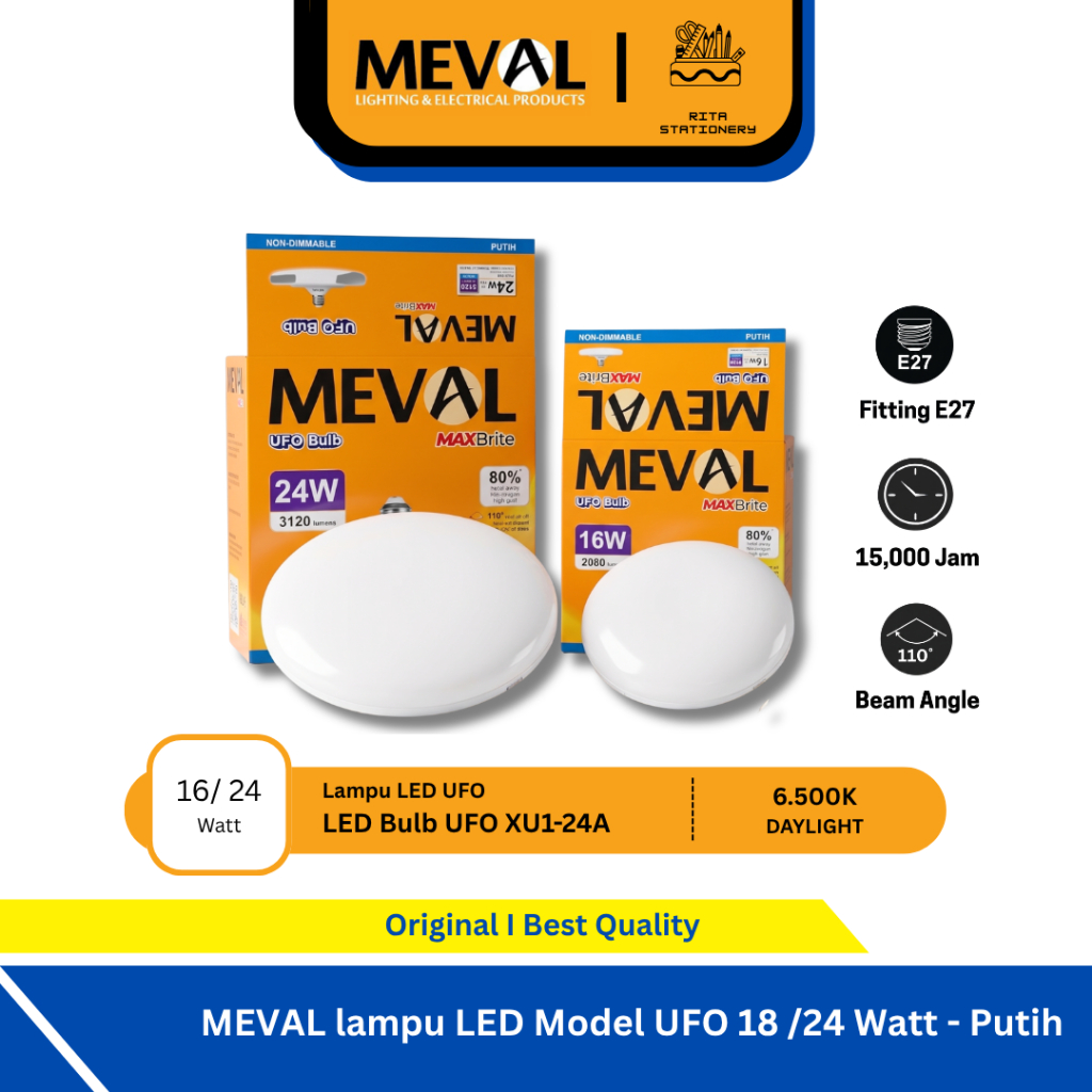 MEVAL lampu bohlam LED super terang model UFO 16 / 24 Watt - Putih