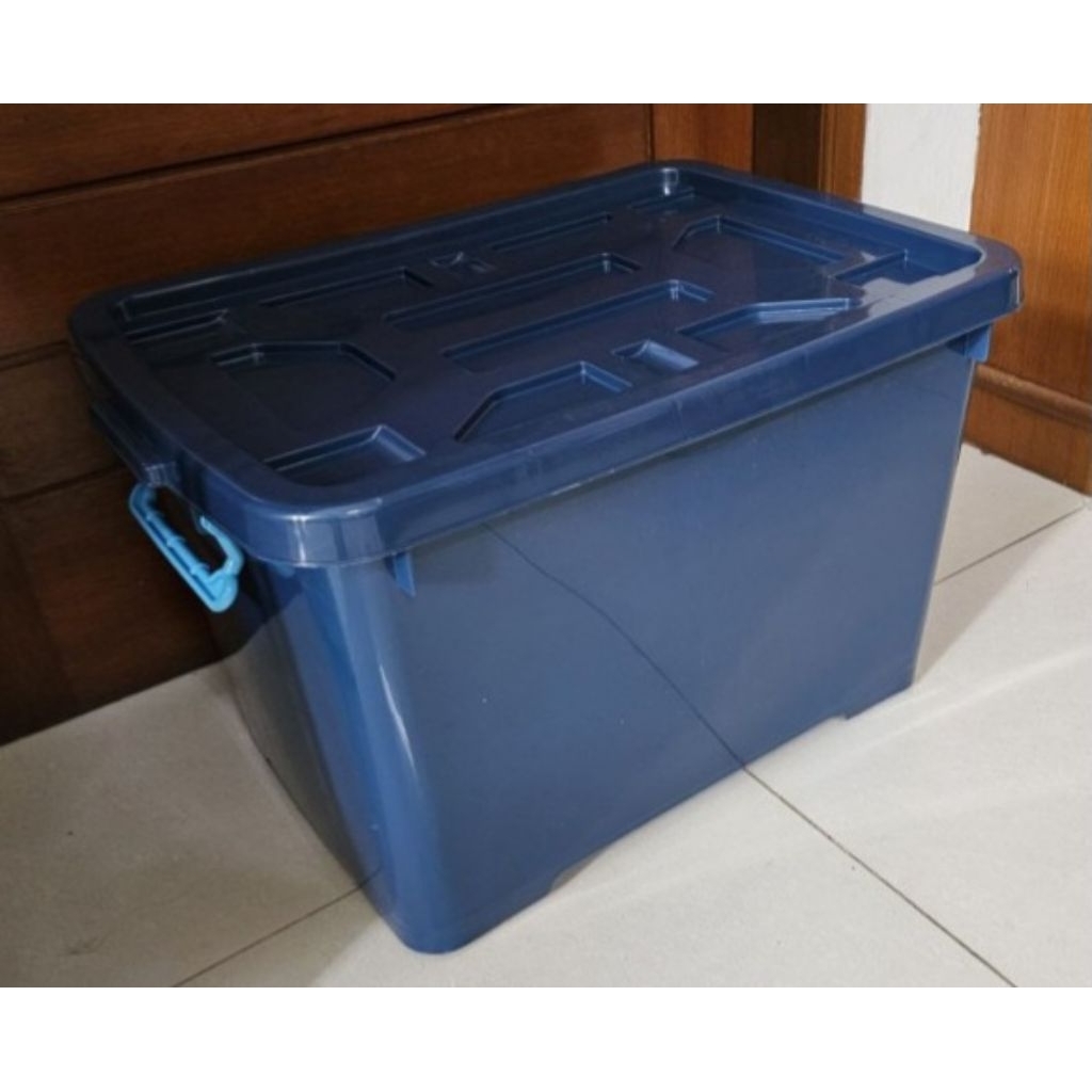 Container Box Biru 75 liter (full roda)