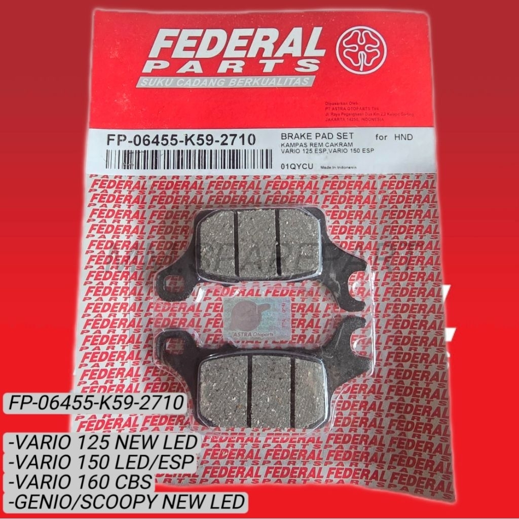 DISCPAD FEDERAL VARIO 125 LED/150/160/GENIO/SCOOPY LED