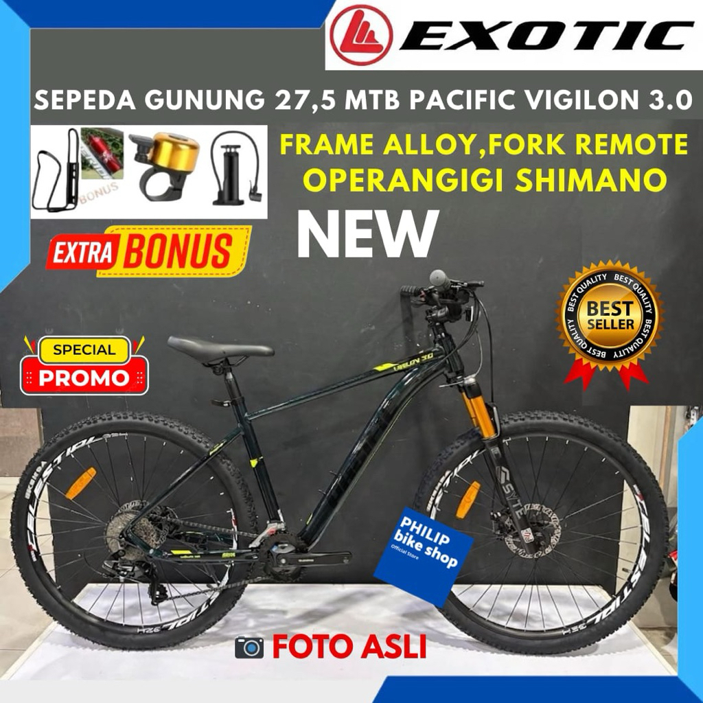 Sepeda Gunung MTB 27,5 Pacific Vigilon 3.0 Frame alloy Fork Remote Lockout New