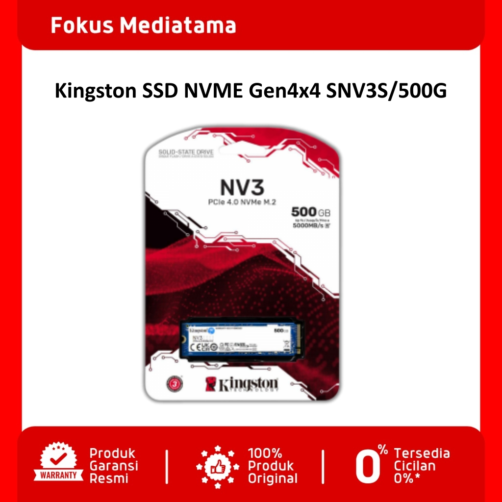 Kingston NV3 PCIe 4.0 NVMe SSD -  500GB Gen 4x4