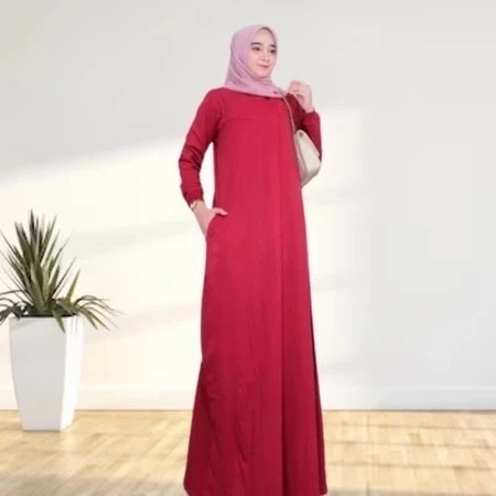 Gamis Kaos Polos Jumbo Anggun Dress BO Size S M L XL XXL XXXL LD 100-130 CM Bahan Kaos Katun Combed 