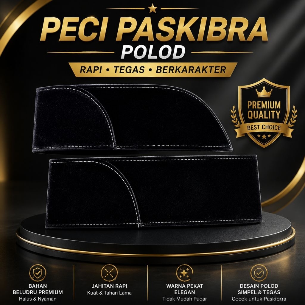 PECI PASKIBRA HITAM POLOS - PECI PRAMUK HITAM POLOS