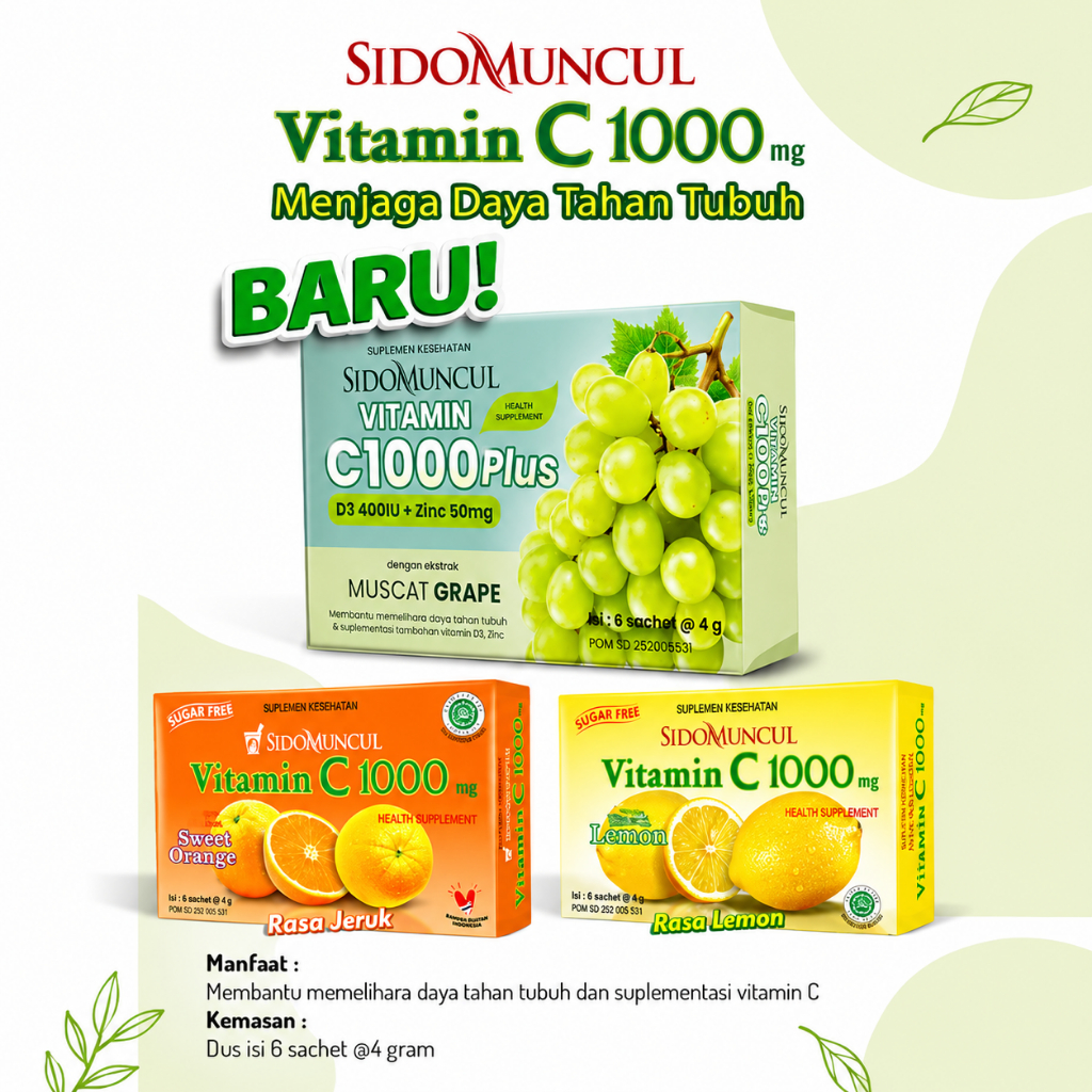 Vitamin C 1000mg Sidomuncul Serbuk 6 Sachet