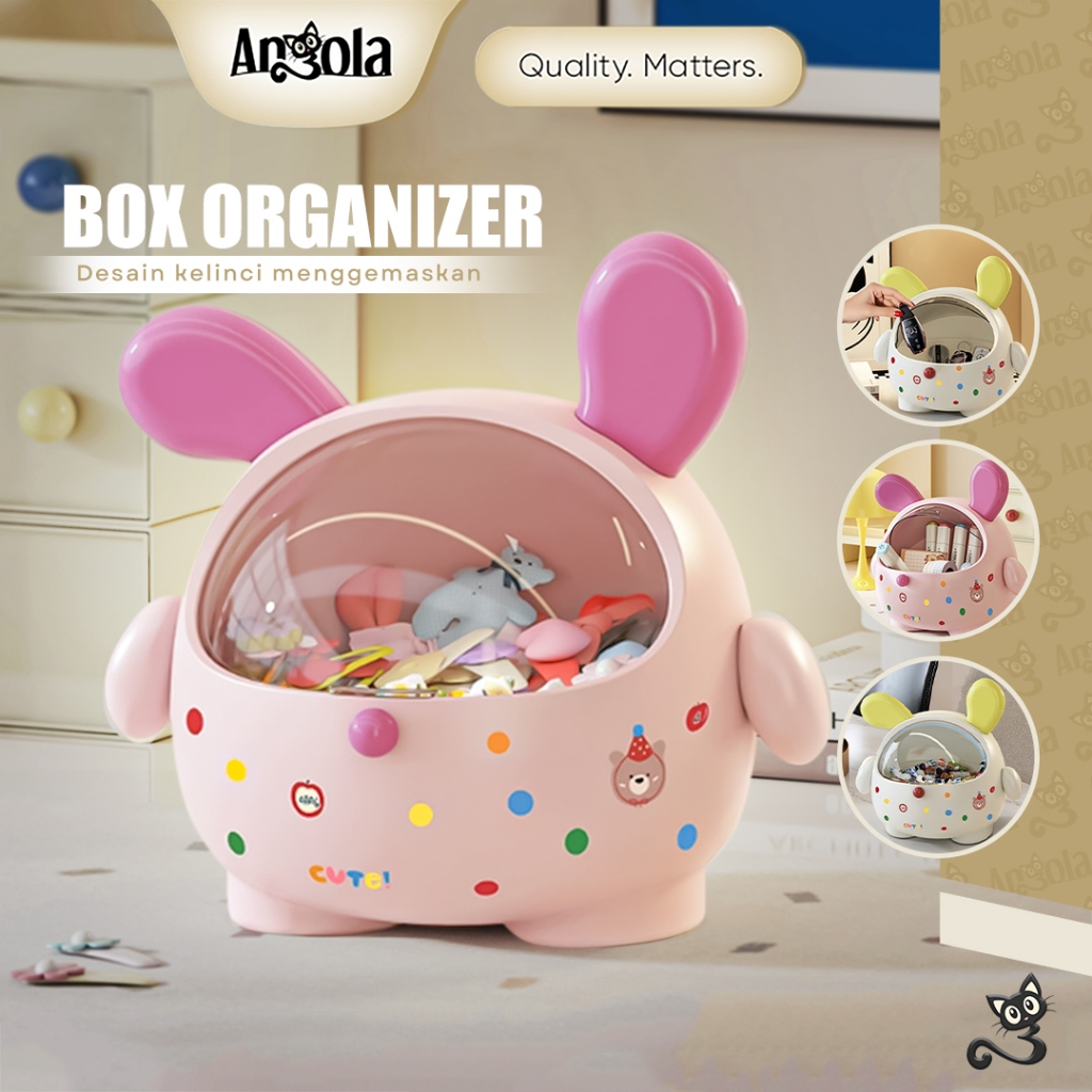 ANGOLA Storage Organizer Lucu Serbaguna C38A Box Tempat Penyimpanan Ikat Rambut Pita kotak Jepit Rambut Anak/Rak Kosmetik/Organizer Alat Tulis/Tempat Sampah Mini