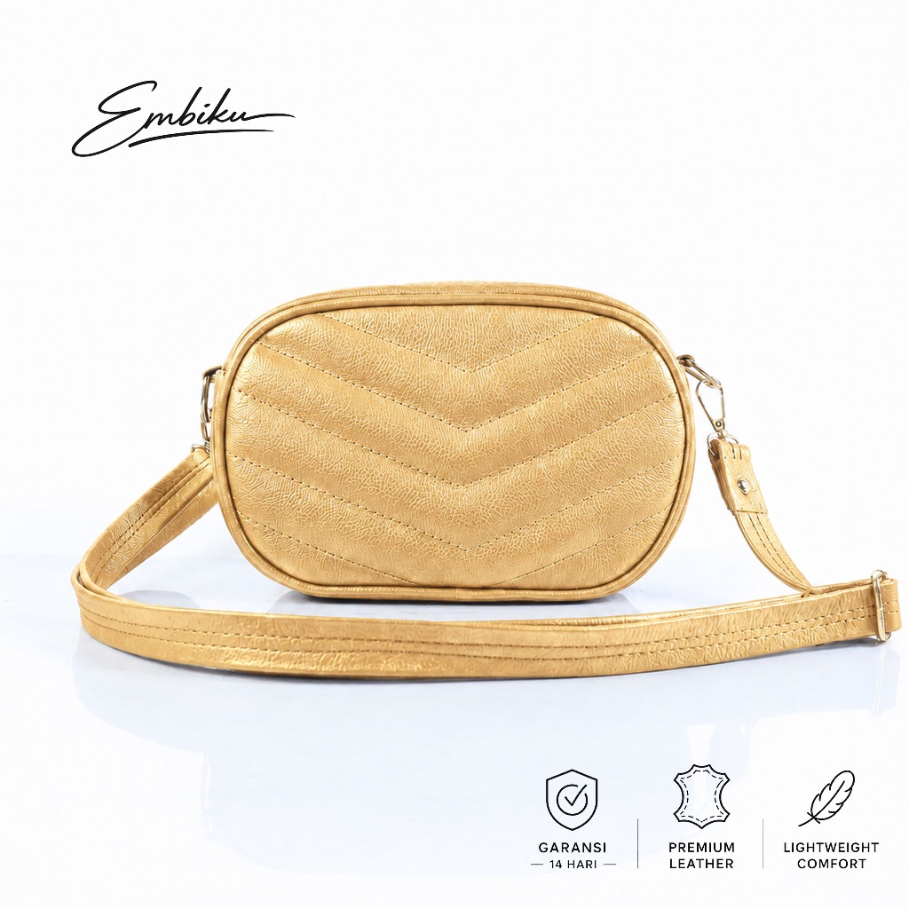 Embiku - Tas Kulit Wanita - Domsel Kulit Wanita Gold - Moiij Gold