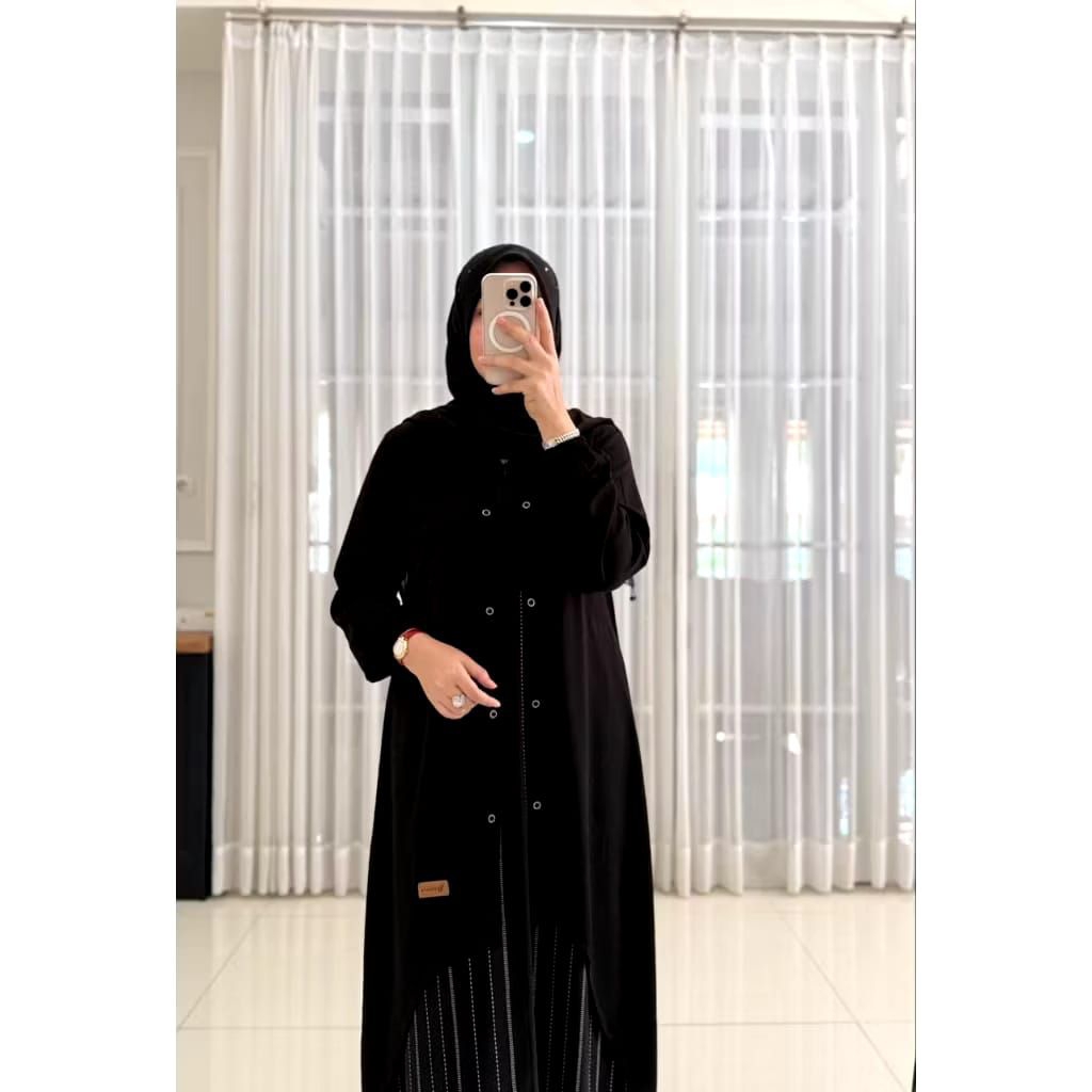 READY STOK/GAMIS CARDI HITAM NADHEEFA STORE
