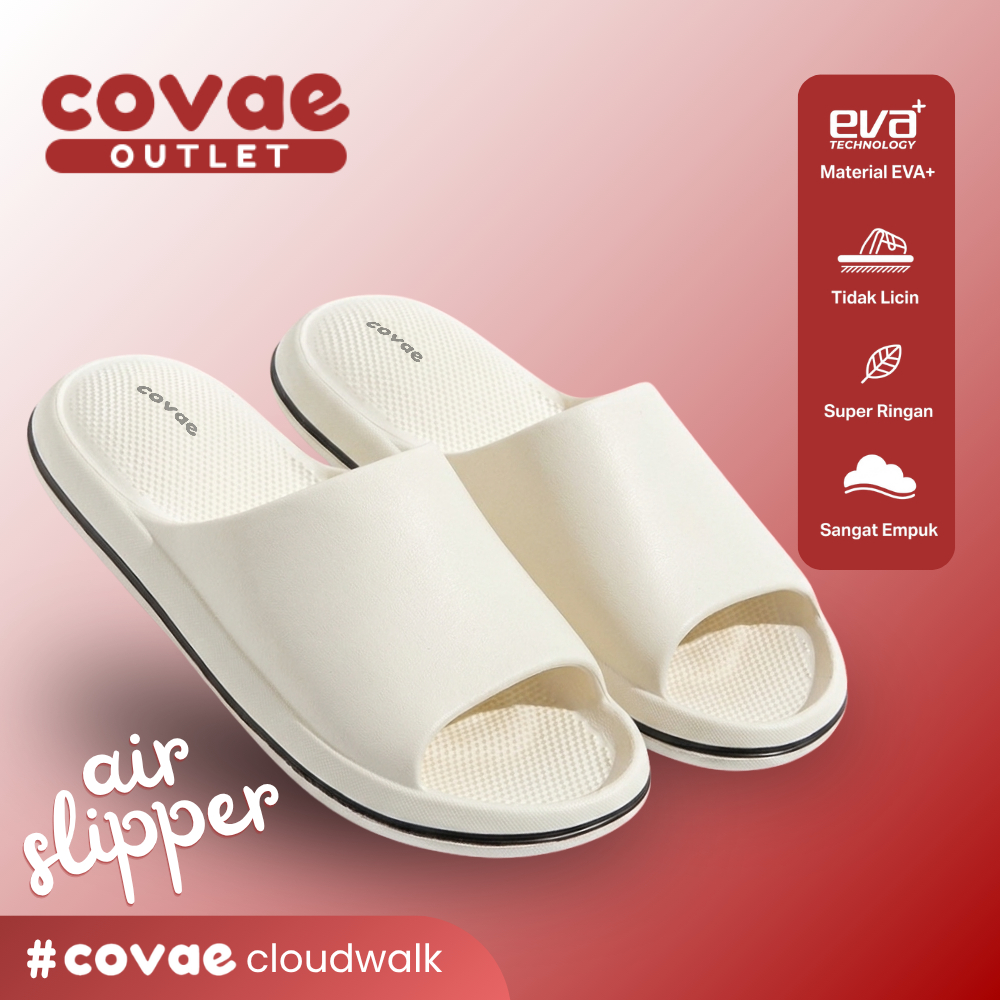 COVAE OUTLET Sandal AIR SLIPPER 2 Sandal Wanita Kekinian Bantalan Tebal Empuk Sol Anti Slip  - White