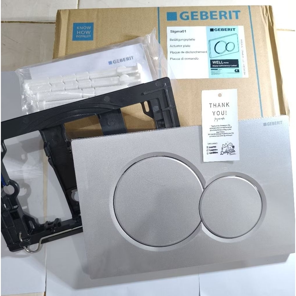 Tombol Flush WC Tanam Geberit Sigma01 Chrome / Gold Premium – Flush Plate Dual Flush UP300 UP320 Set
