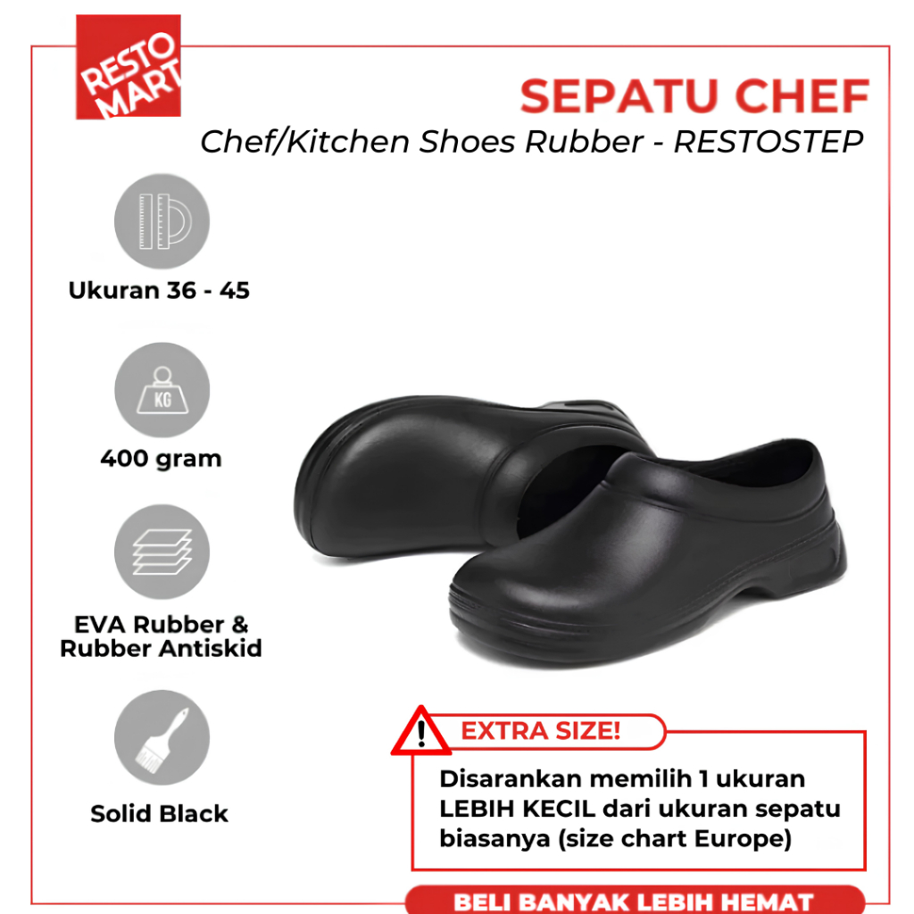 Sepatu Chef / Safety Shoes / Chef Shoes / Kitchen Shoes RESTOSTEP Rubber Blend / Eva