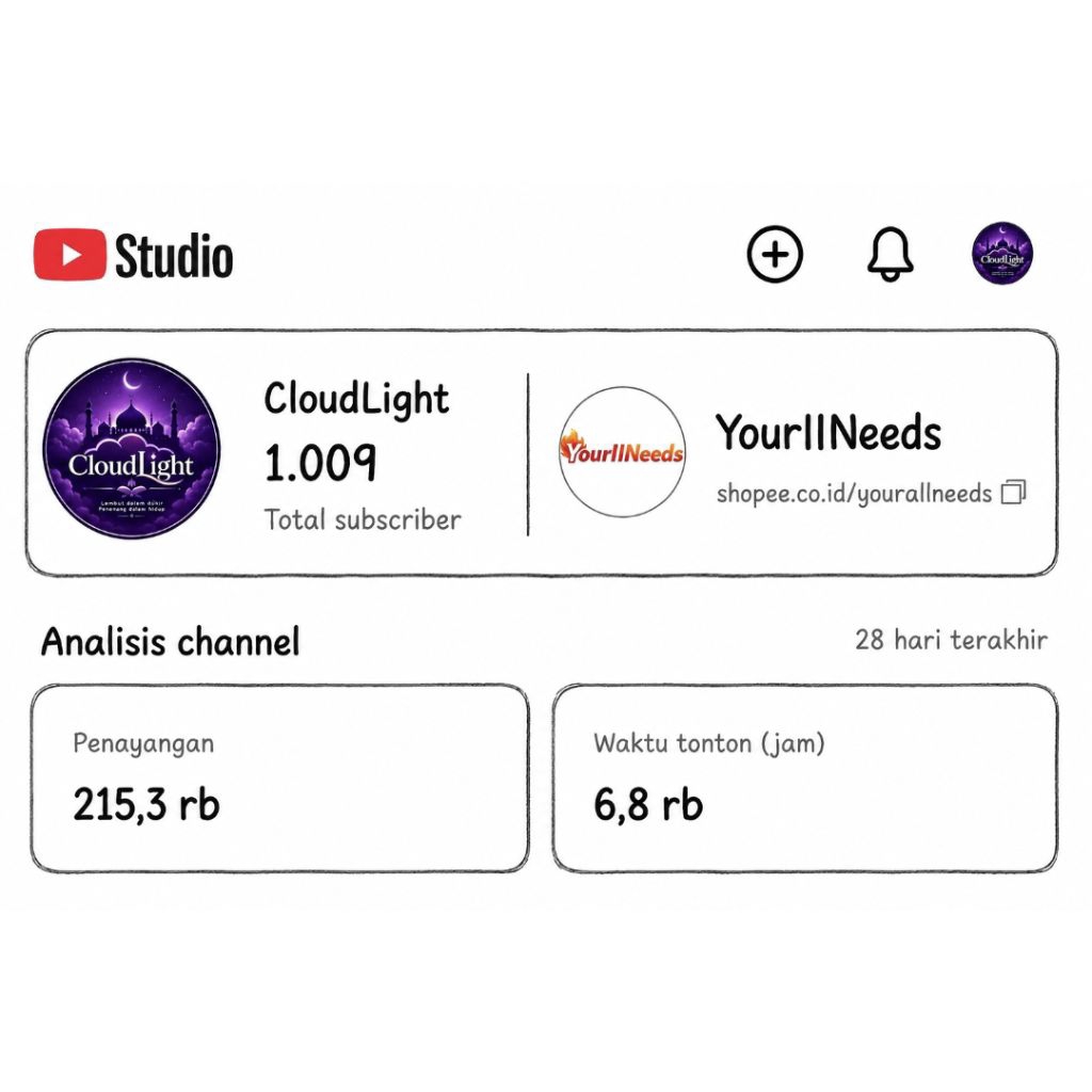 Channel YouTube 1000+ Sub || Real Hasil Konten