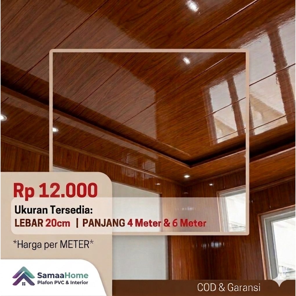 Plafon PVC Glossy  - Lebar 20cm