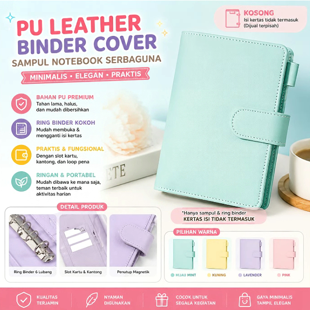 Ready Notebook A6 Dompet Zipper PU Macaron - Buku Catatan Keuangan, Buku Tabungan Keluarga, Buku Uan