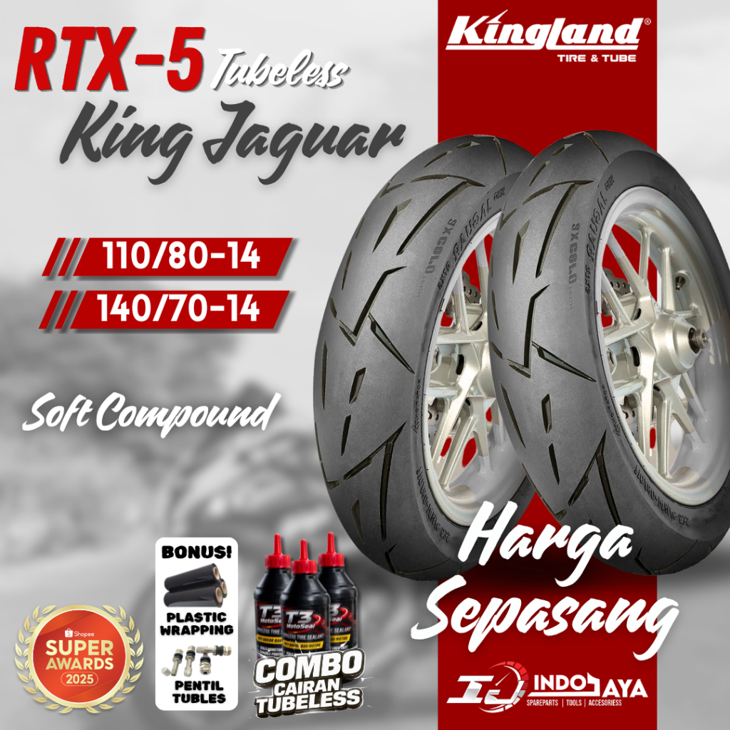 [HARGA SEPASANG] BAN TUBELESS SOFT COMPOUND KINGLAND RING 14 RTX5 ( 110/80-14 & 140/70-14 ) BAN DEPA