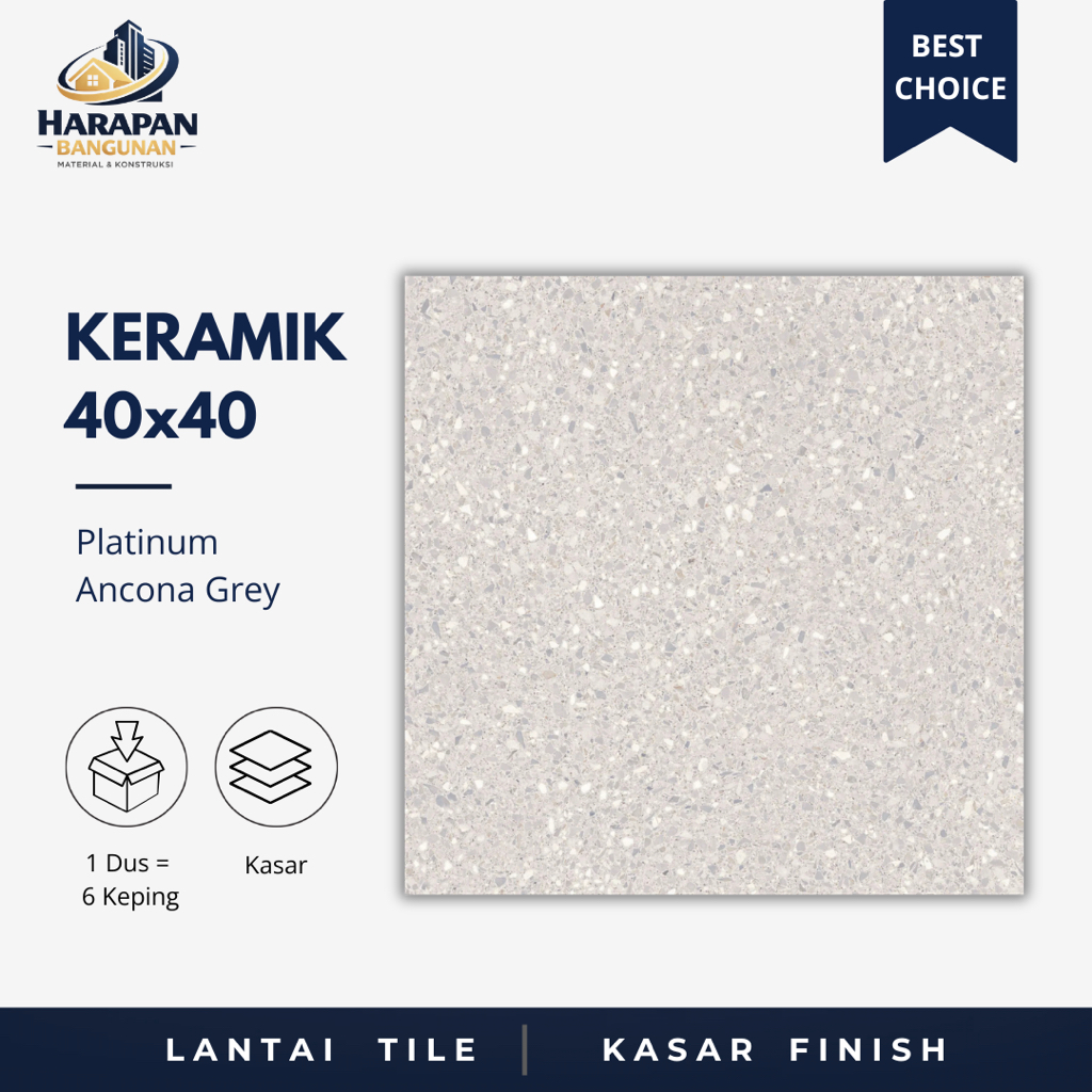 Keramik Lantai Kasar 40x40 Platinum Ancona Grey Keramik Teras Garasi Toilet Anti Slip Abu Abu 40 x 4