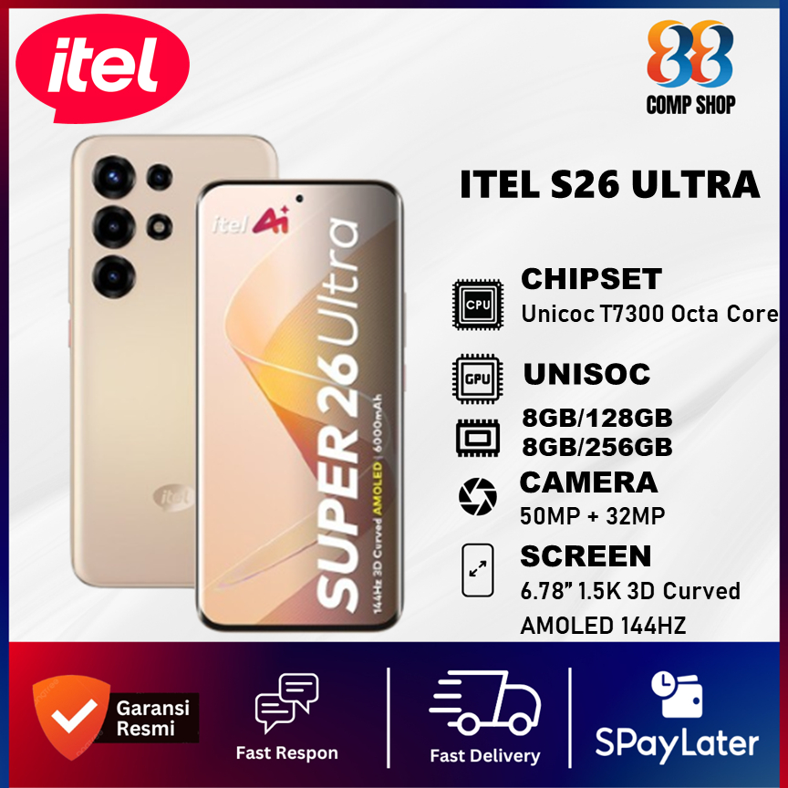 Itel S26 ULTRA [8GB/128GB] [8GB/256GB] | Layar Premium 3D Curved AMOLED 144HZ | Big Battery 6000 mAh