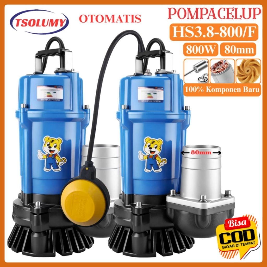 Tsolumy Pompa Celup Air Kotor HS.2.4.500 & HS.3.8.800 Pompa Vapor Blasting Pompa Banjir Pompa Limbah