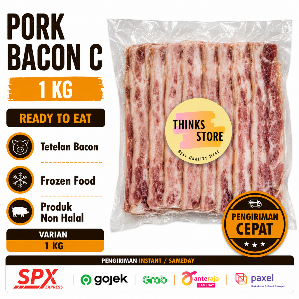 BACON - BACON BABI - TETELAN BACON BABI - PORK BACON CUT OFF - BALI - MAKANAN FROZEN