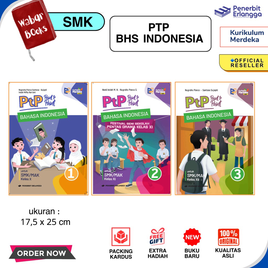Buku PTP Bahasa Indonesia REVISI Kelas 10 11 12 SMK/MAK Erlangga KUMER ORIGINAL