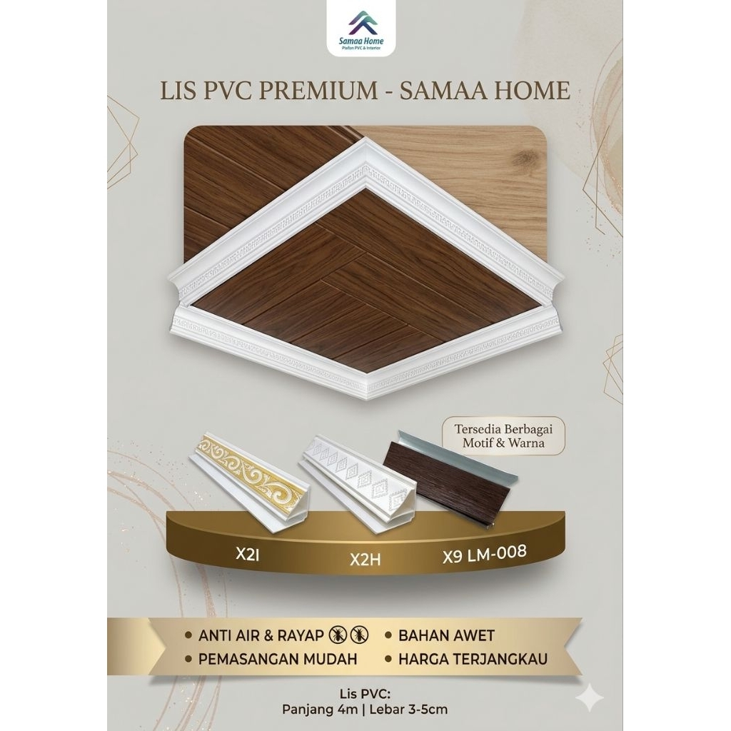 Lis Plafon PVC / List Bingkai Pinggiran Plafon Premium - Panjang 4 Meter