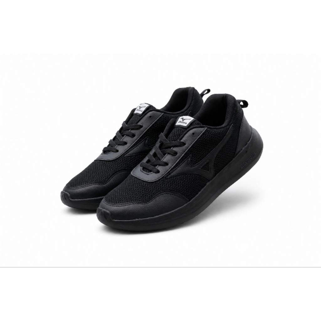 sepatu running mizuno fullblack ukuran jumbo big size 44-45-46-47-48