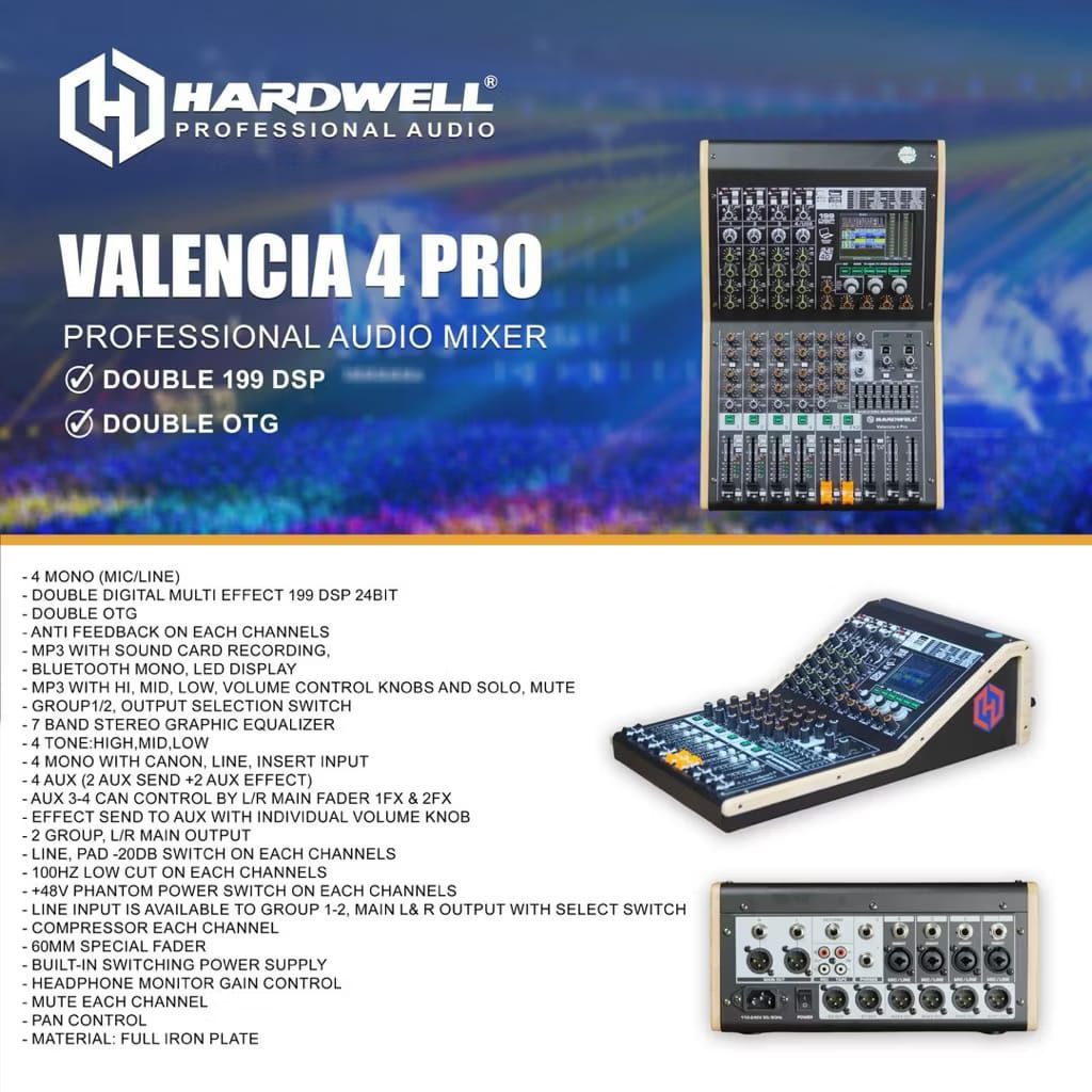 Mixer Hardwell Valencia 4 Pro mixer audio hardwell original