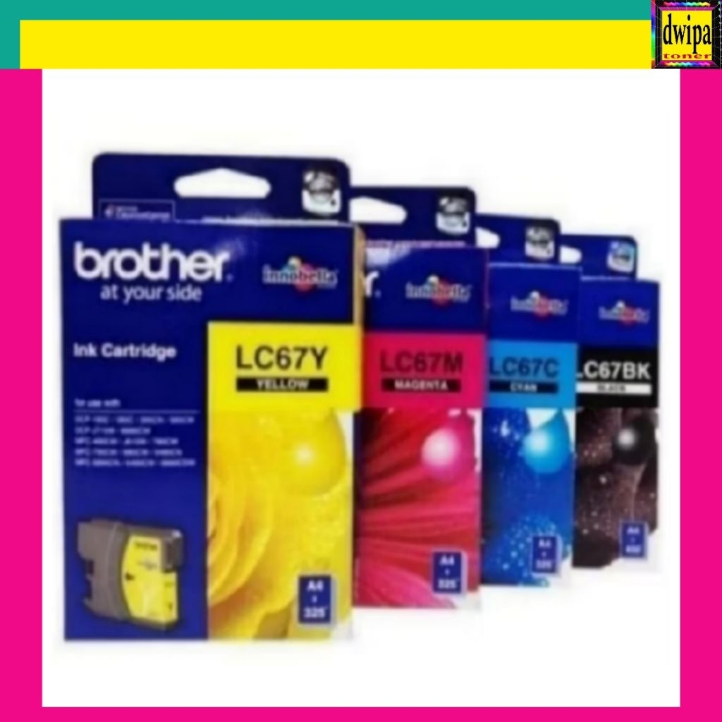 TINTA BROTHER LC67 LC 67 LC-67 BLACK & COLOR ORIGINAL FOR Printer :DCP-185C, DCP-J715W, DCP-385C, DC