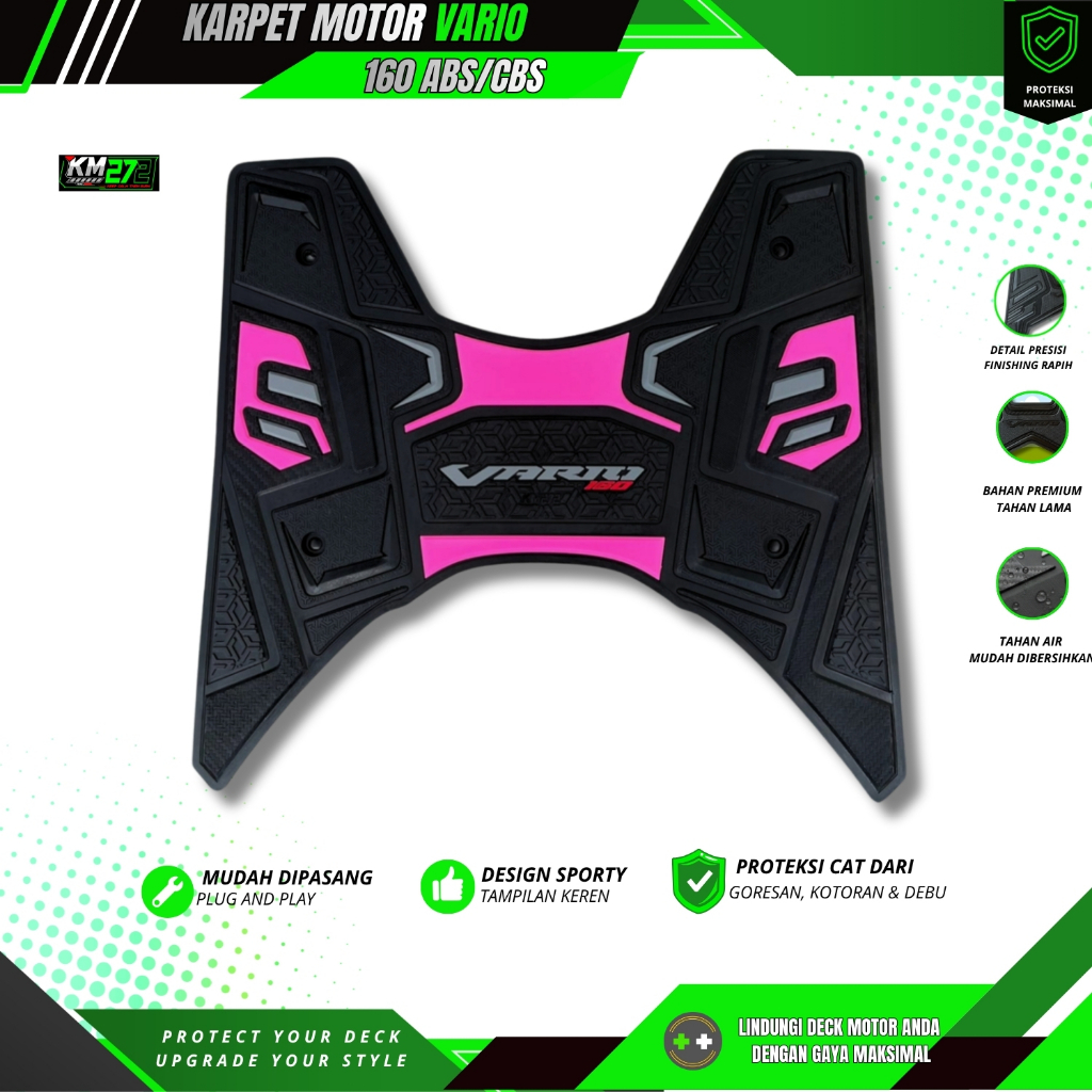 KM272 Alas Kaki Motor Vario 160 / Karpet Motor Vario 160 Bahan Full Karet Anti Licin