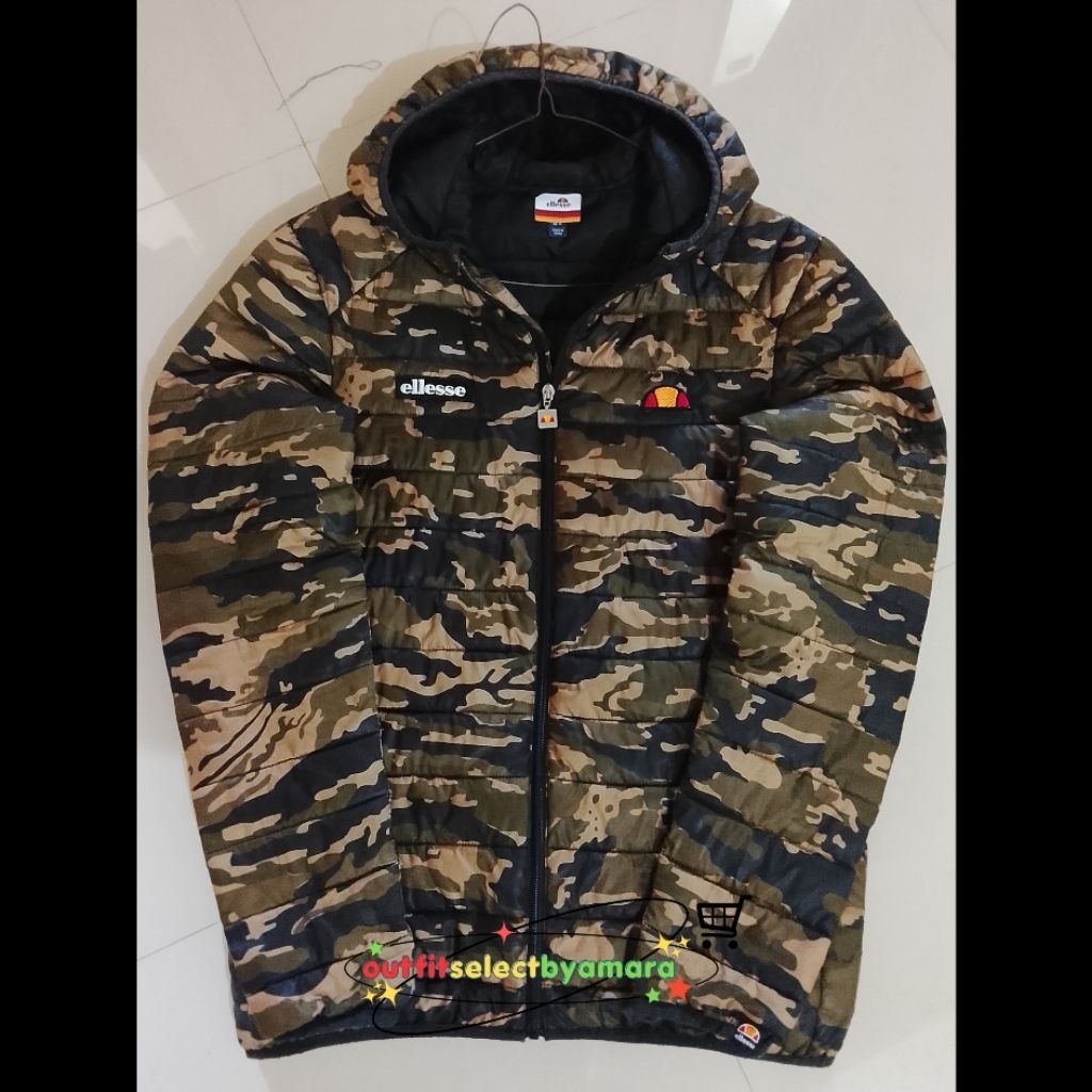 ellesse lombardy padded jacket camo