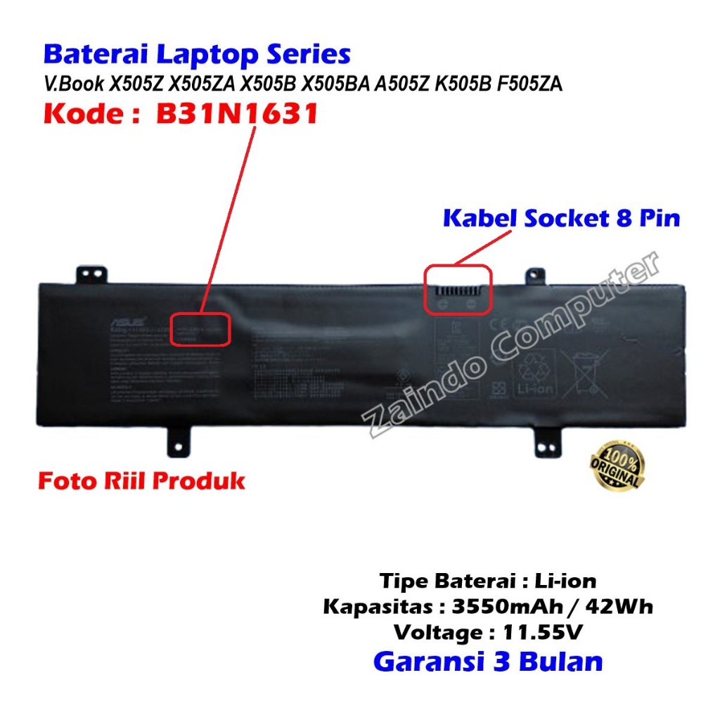 KODE B31N1631 VIVOBOOK 15 X505BA X505BP F505 F505ZA F505BA X505ZA X505BA-1A X505ZA-BQ012T - X505BA F