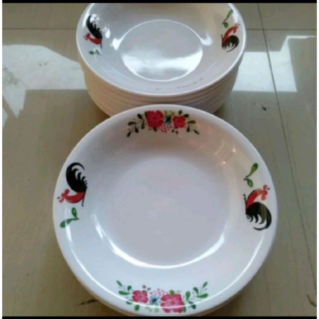 { PL-519 AYAM }Piring Cekung Melamin 9 inch Merek Singa Singi