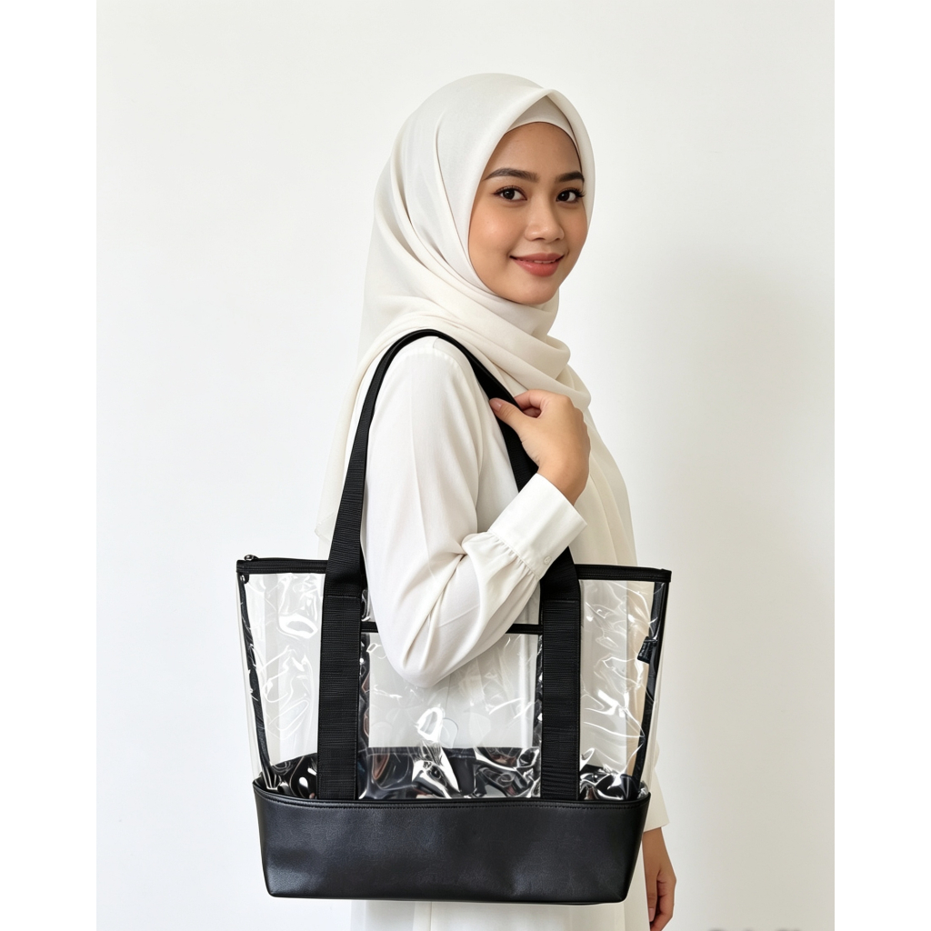 tas totebag besar transparan mika pvc