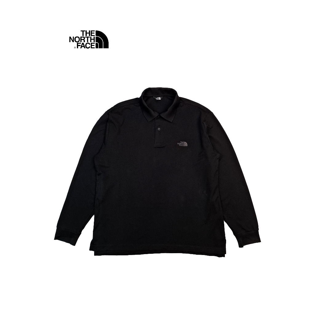 Kaos Polo Lengan Panjang The North Face Hitam Minimalis Pria