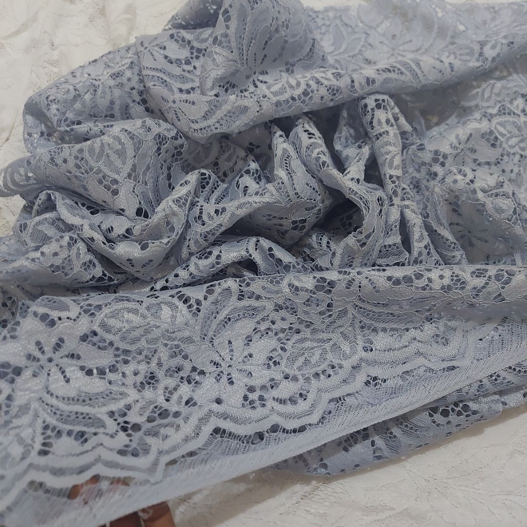 kain brokat premium  - kain brokat meteran  - kain brokat motif elegan  ( ice blue) zr