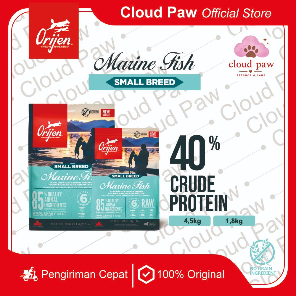 ORIJEN Small Breed Marine Fish Dry Dog Food Grain Free 1,8kg / 4,5kg | Makanan Anjing Premium
