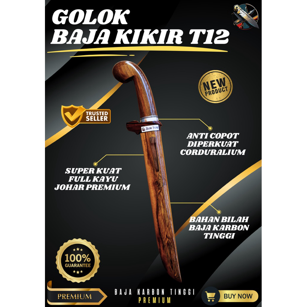 [BILAH_PISAU] GOLOK KEBUN BAJA KIKIR T12 GOLOK BAJA SUPER TAJAM Baja Karbon Tinggi Asli Original