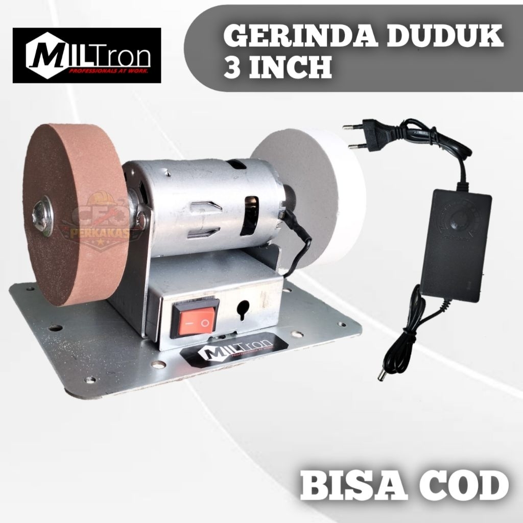MESIN GERINDA DUDUK 3INCH SUDAH TERMASUK BATU POLES KASAR HALUS GERINDA DUDUK MILTRON VARIABEL SPEED