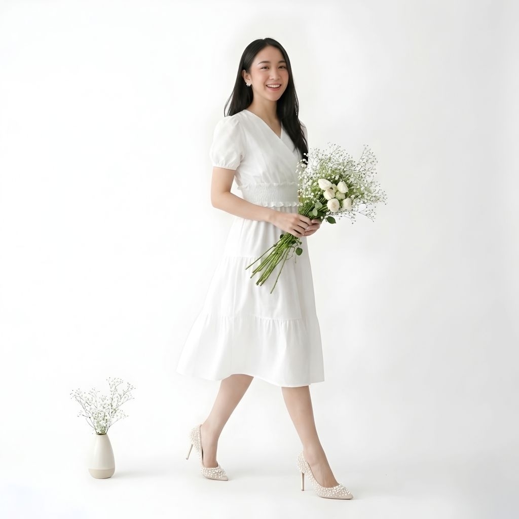 Dress Korea Terbaru Prisila Gaun Wanita Simple Elegant Ms