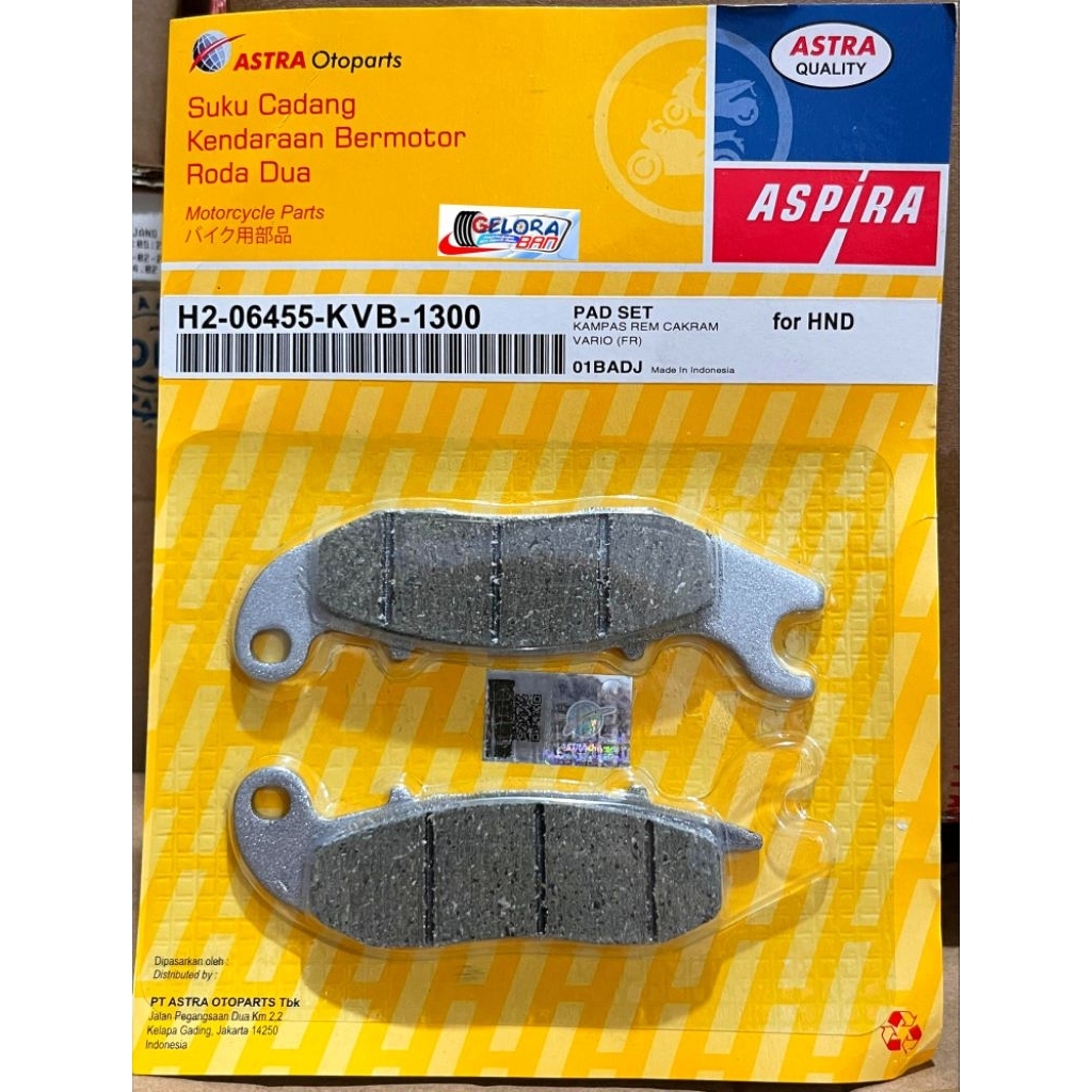Kampas Rem Cakram Aspira H2-06455-KVB-1300 kampas rem aspira rem cakram kvb 1300 aspira kampas rem c