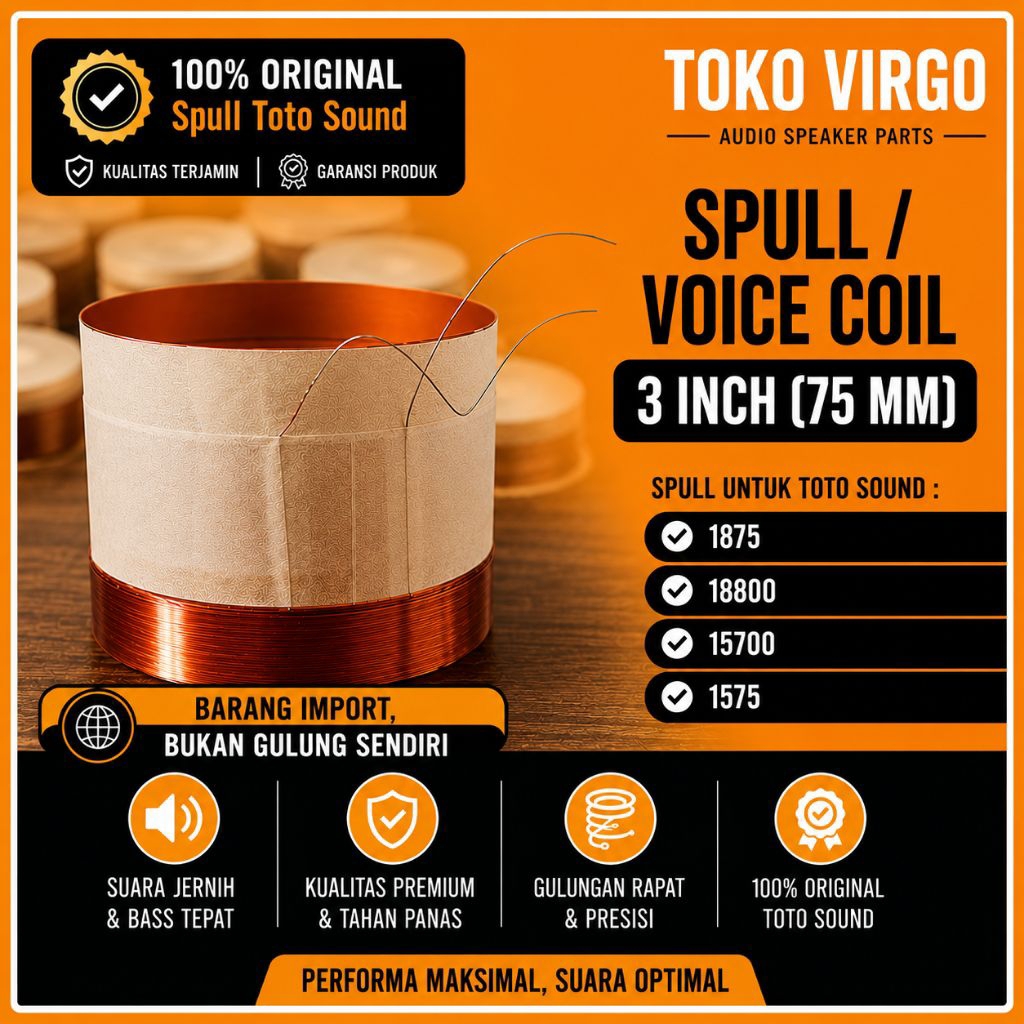 ORIGINAL Voice Coil 3" Sepul 3 Inch Coil 75 MM Koil Toto Sound 1875 100% ASLI TOTO SOUND
