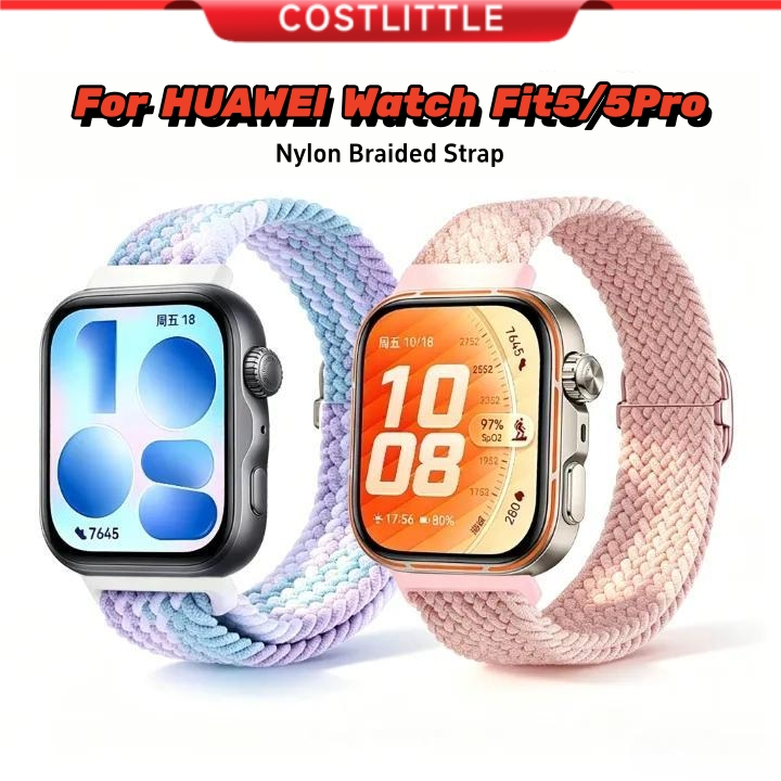 Tali Kepang Nilon Untuk Huawei Watch Fit5Pro Fit5 Strap Adjustable Bernapas Gelang Pengganti Aksesor