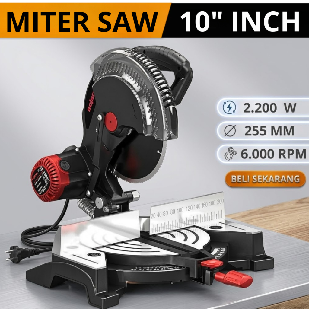 Miter Saw 10 Inch Gergaji Potong Alumunium Mitre saw