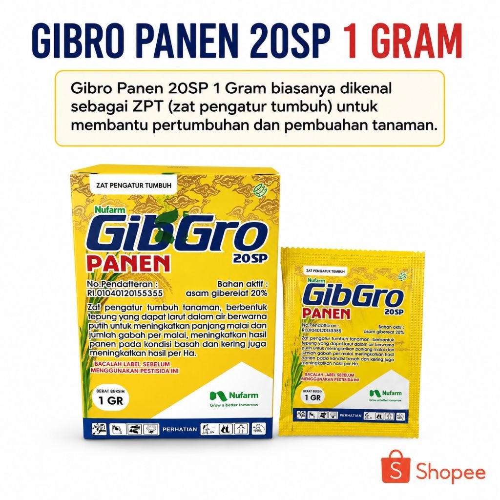 GIBRO PANEN 20SP 1GRAM/GIBRO PANEN (ZPT) ZAT PENGATUR TUMBUHAN TERJAMIN ORIGINAL (5PCS)