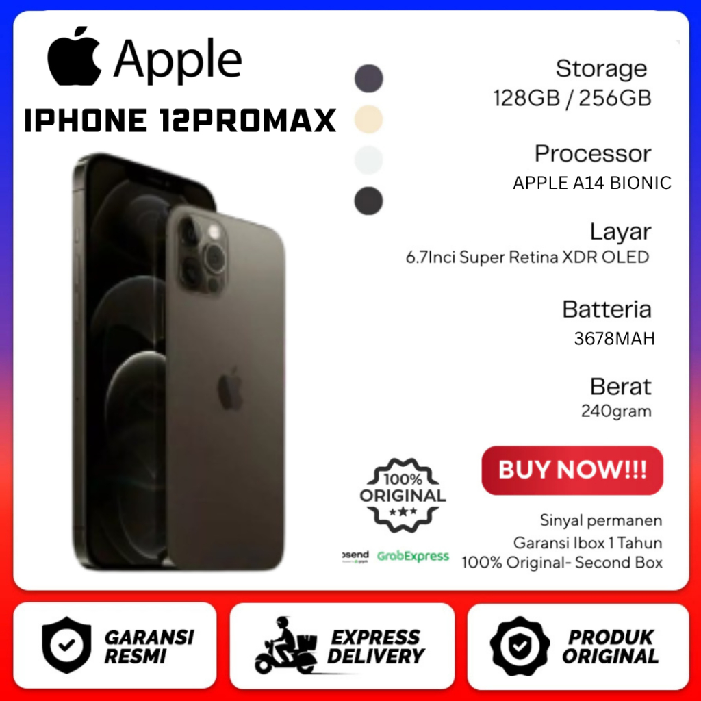 iPhone 12 Pro Max iBox IMEI Permanen Garansi 24 Bulan 100% Original Second Like New iPhone Fullset