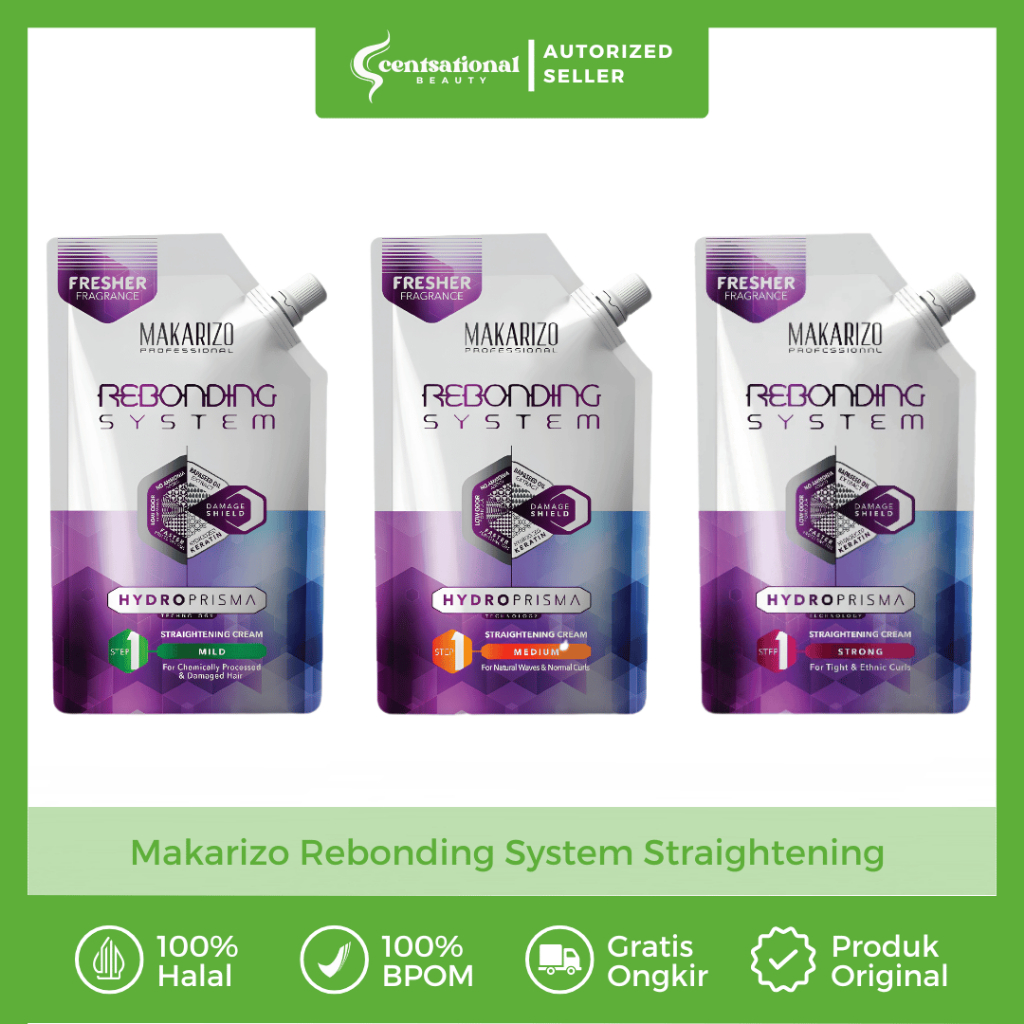 Makarizo Rebonding System Easy Straight Pouch Obat Pelurus Rambut Smoothing Permanen DIY Salon Dirum