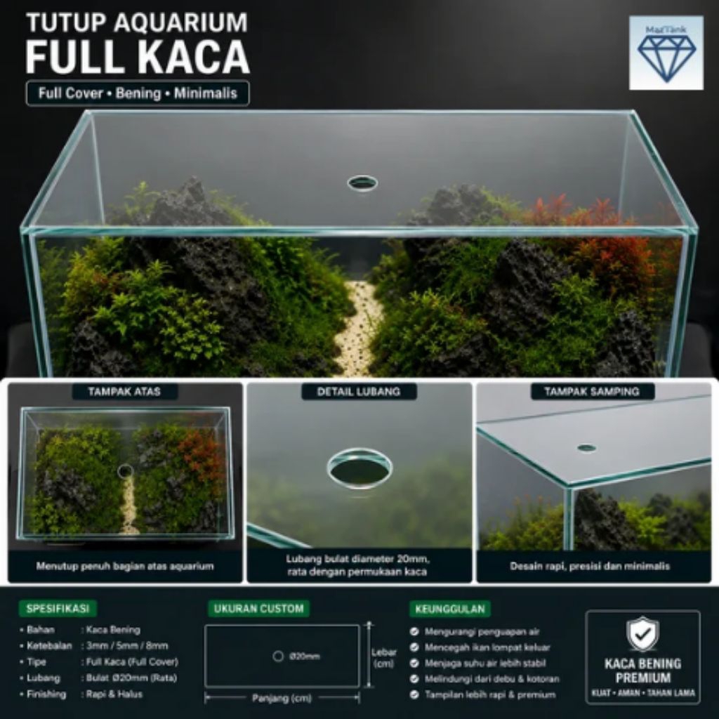 Penutup Aquarium Kaca - Tutup Kaca Aquarium Ikan Channa - Penutup Kaca Aquarium Ikan Hias - Tutup Ka