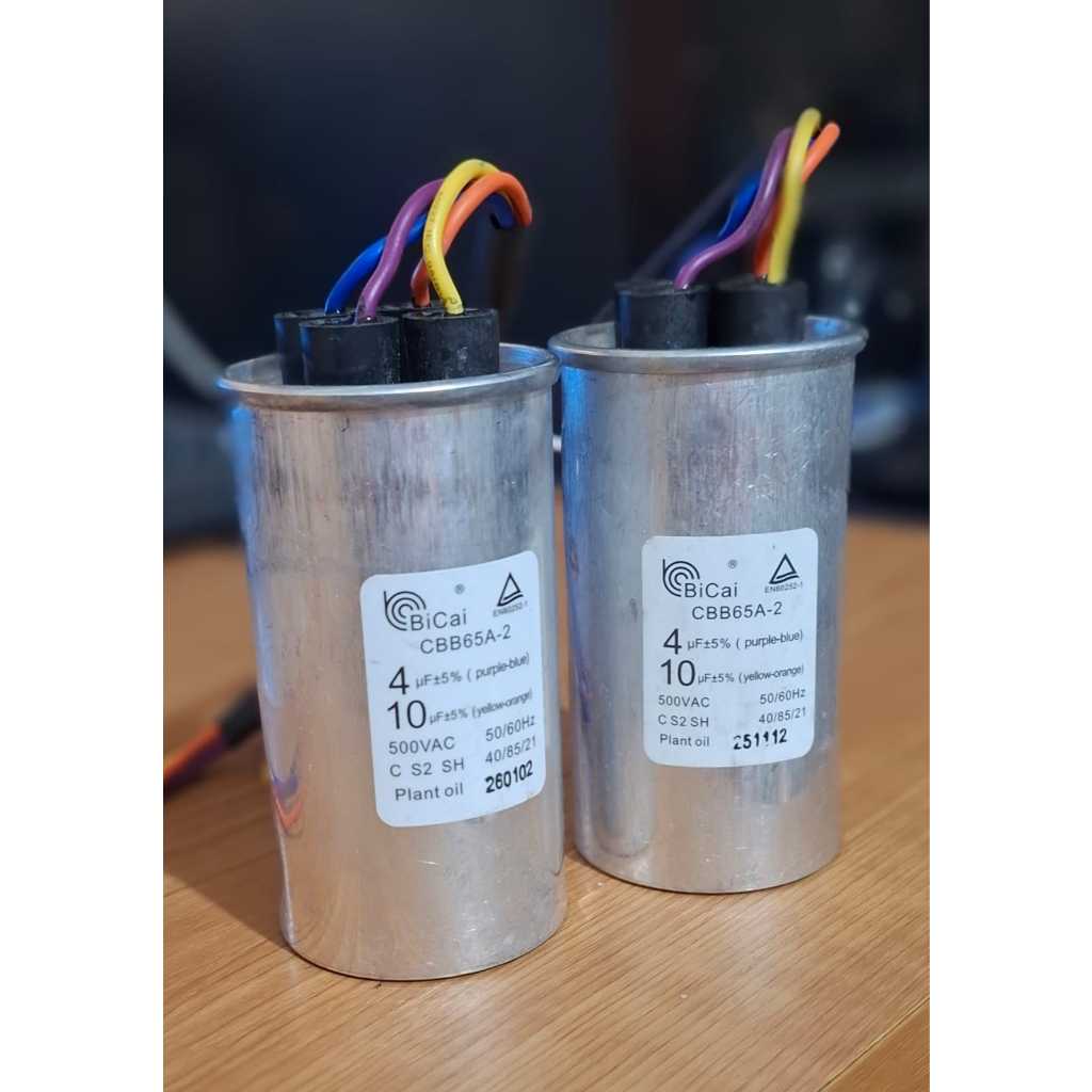 Kapasitor 10uf+4uf CBB65A-2  kapasitor mesin cuci 2tabung Original